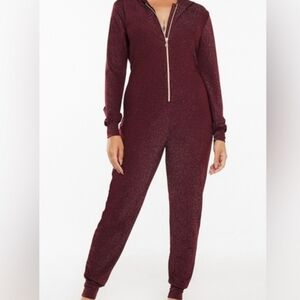 NWOT Savage X Fenty Rhianna purple sparkle sleep & shine jumper onesie sz Med